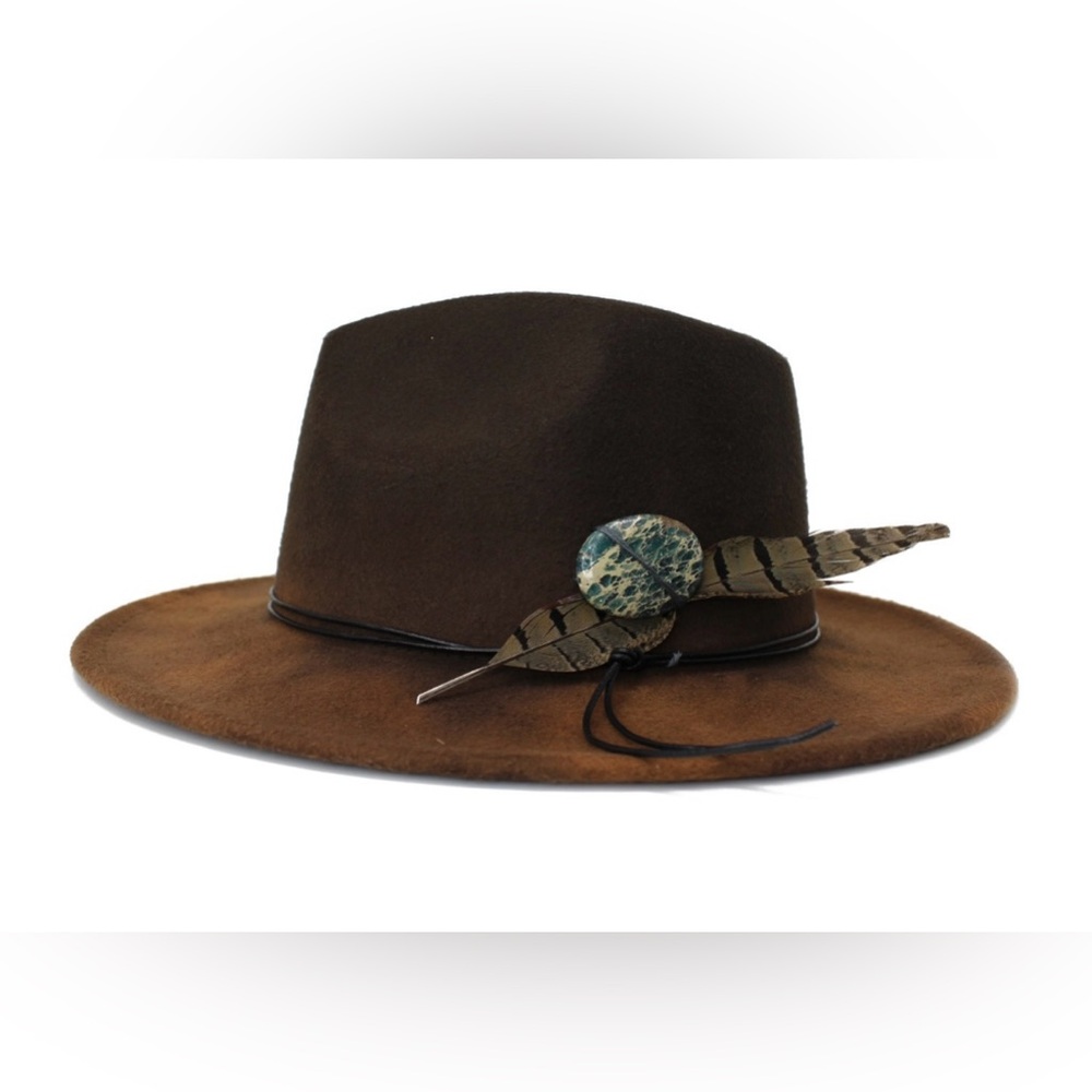 Men & Women’s Brown Wide Brim Felt Fedora Hat